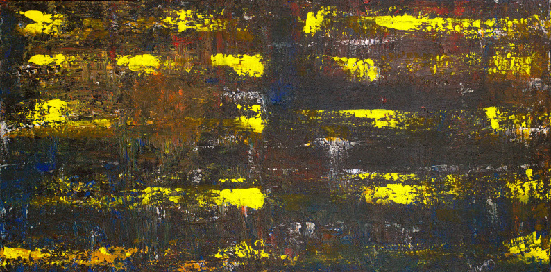 Abstract painting in brown and orange shades signifying the artist's urge to create and translate the feeling flowing in her veins into art