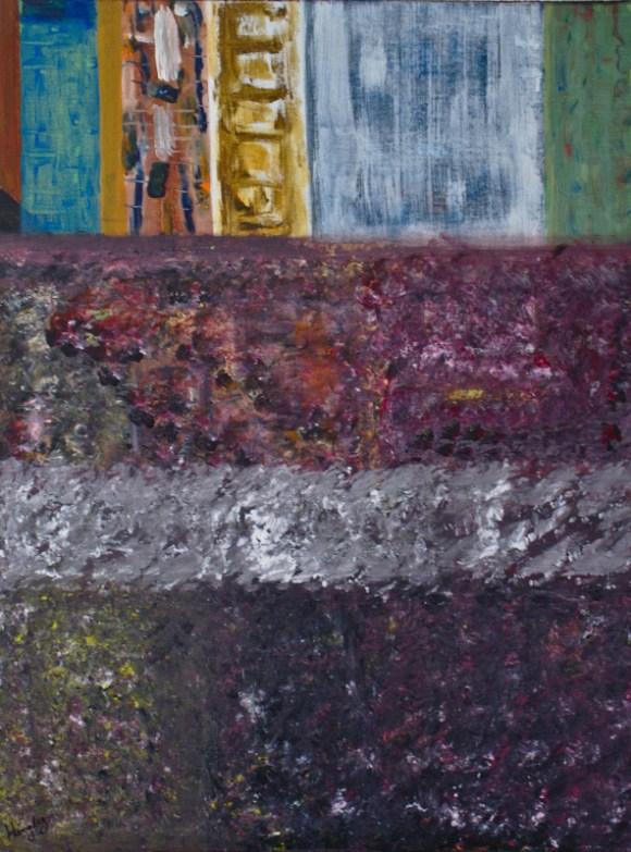 Abstract Painting signifying devastation and floods caused by unchecked environmental damage that will lead to drowned cities and destroyed civilizations